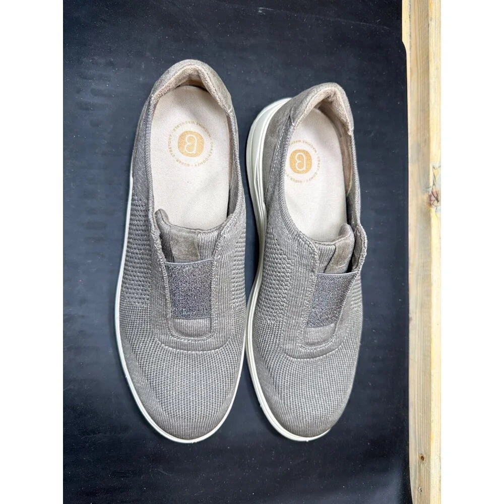 Bzees Size 9 Trophy Womens Slip-On Sneakers Morel Taupe Stretch